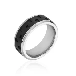 Bague Jourdan Oahu Acier Blanc Et Noir
