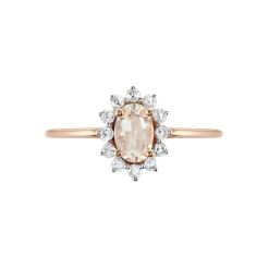 Bague Jozsua Or Rose Morganite Peche Oxyde De Zirconium