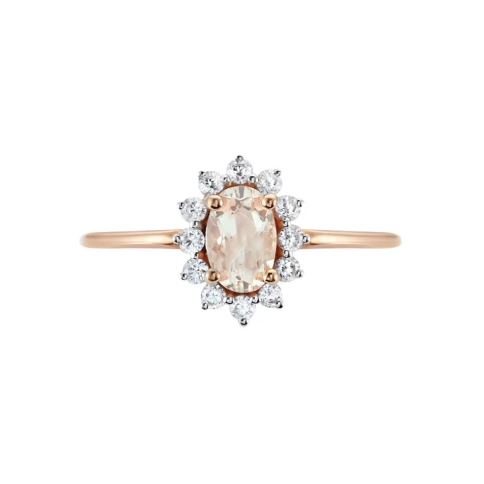 Bague Jozsua Or Rose Morganite Peche Oxyde De Zirconium
