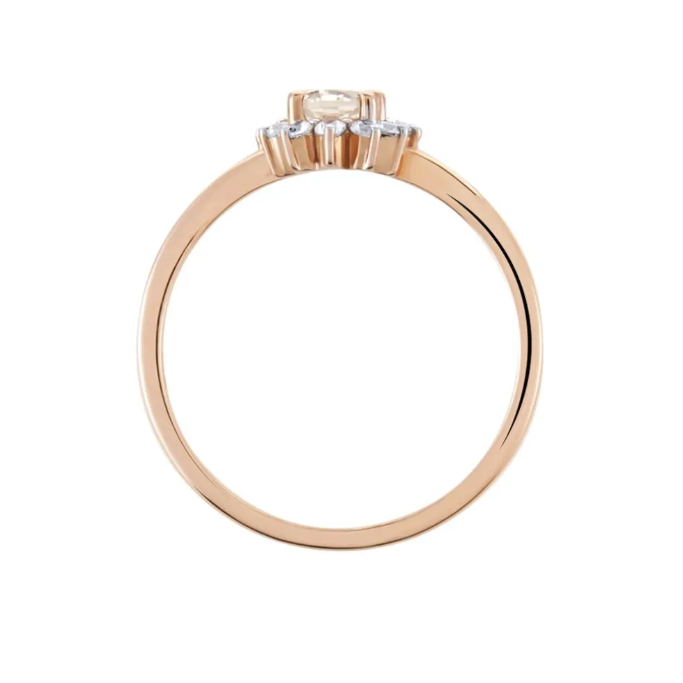 Bague Jozsua Or Rose Morganite Peche Oxyde De Zirconium