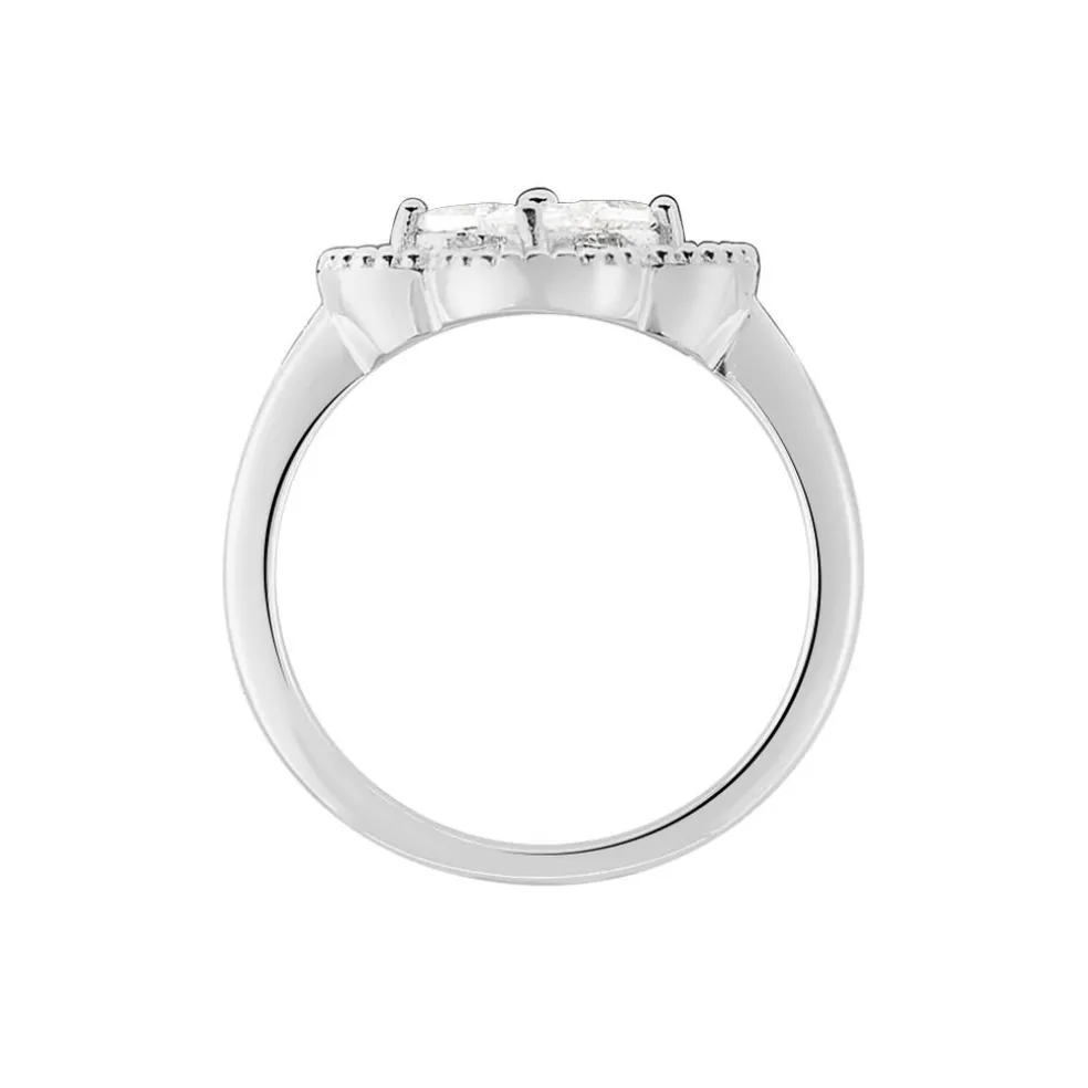 Bague Laetizia Fleur Argent Blanc Oxyde De Zirconium