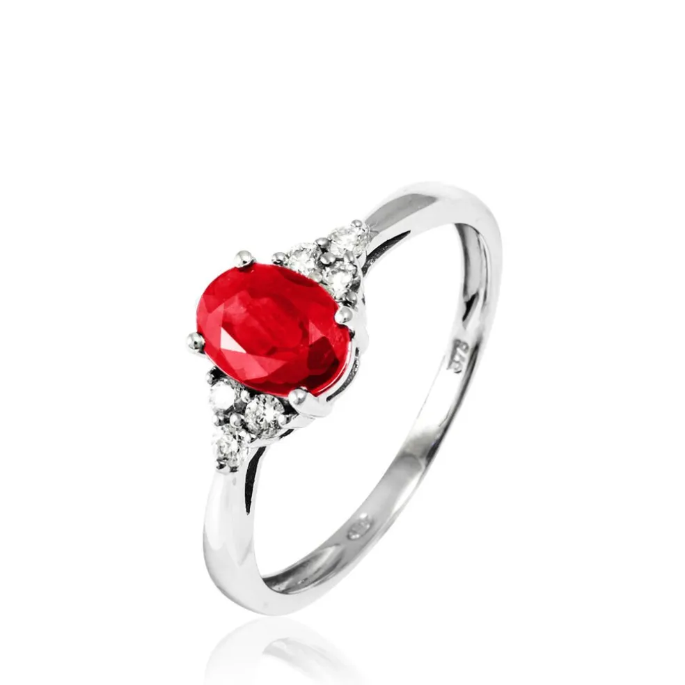 Bague Lea Or Blanc Rubis Et Diamant