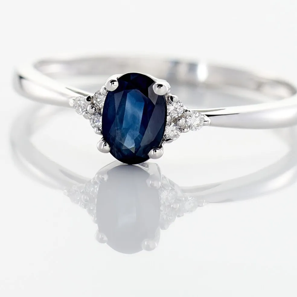 Bague Lea Or Blanc Saphir Et Diamant