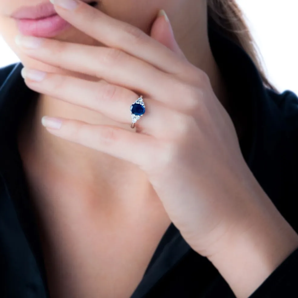 Bague Lea Or Blanc Saphir Et Diamant