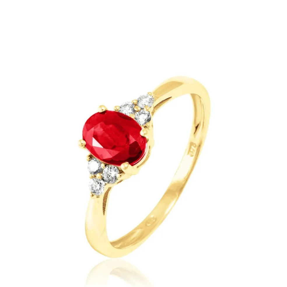 Bague Lea Or Jaune Rubis Et Diamant