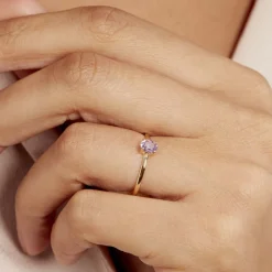Bague Lily Or Jaune Amethyste