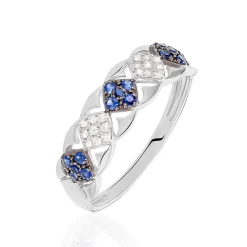 Bague Lina-maria Or Blanc Saphir Et Diamant