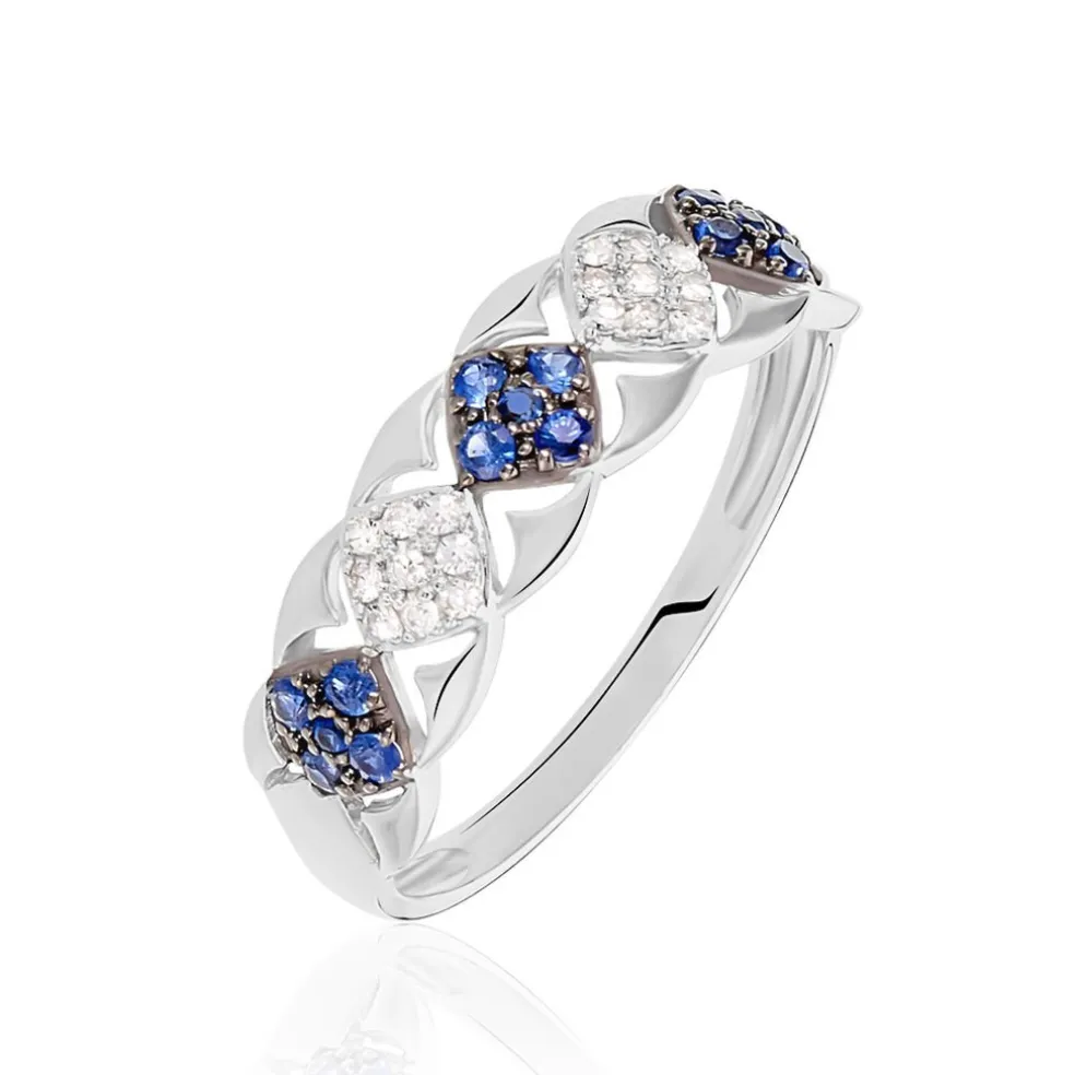 Bague Lina-maria Or Blanc Saphir Et Diamant