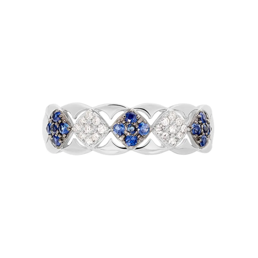 Bague Lina-maria Or Blanc Saphir Et Diamant