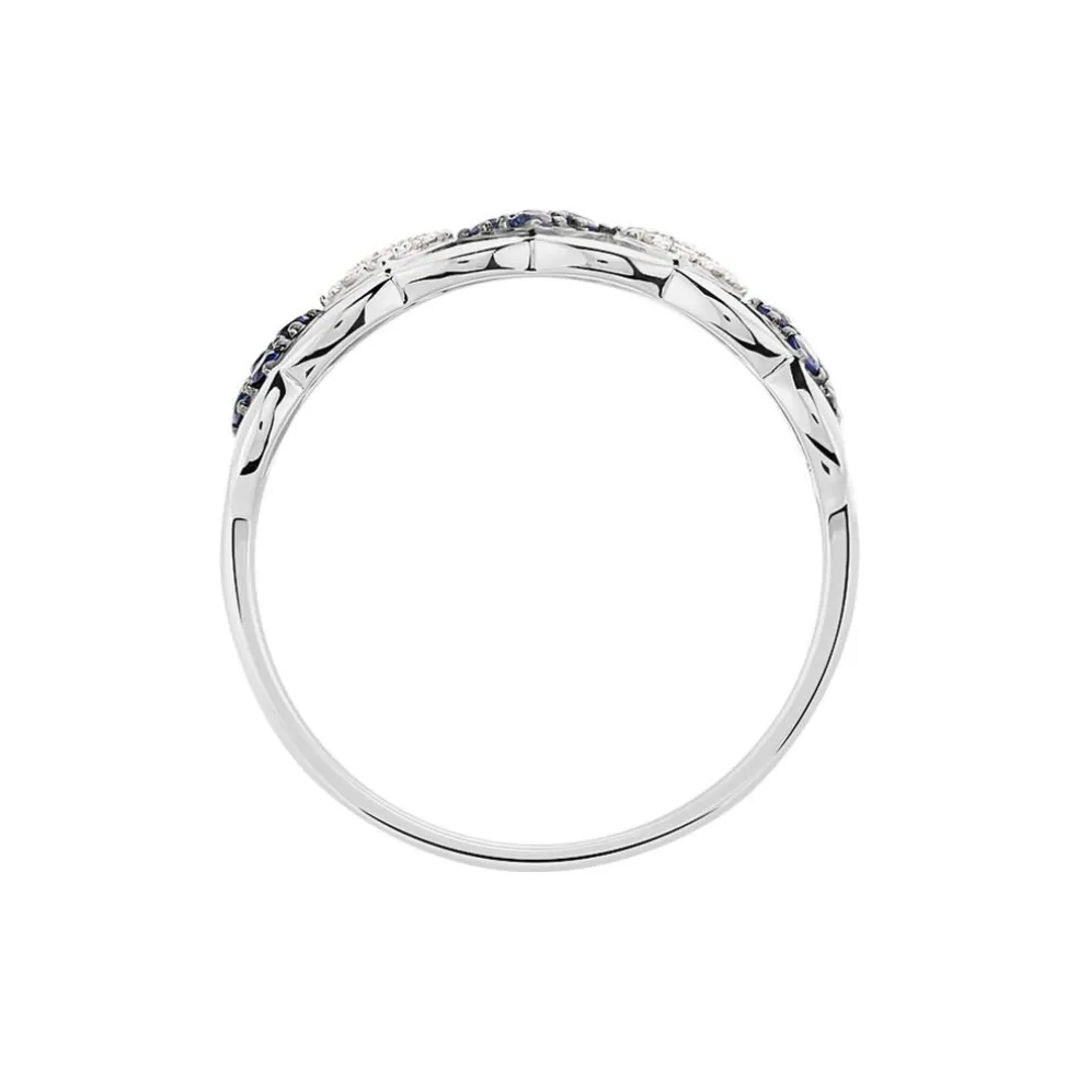 Bague Lina-maria Or Blanc Saphir Et Diamant