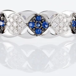 Bague Lina-maria Or Blanc Saphir Et Diamant