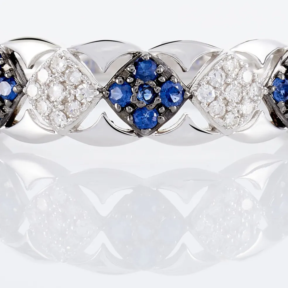 Bague Lina-maria Or Blanc Saphir Et Diamant