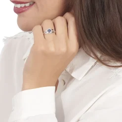 Bague Lise-laure Or Blanc Saphir Et Diamant