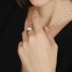 Bague Loeva Or Jaune Perle De Culture Et Oxyde De Zirconium