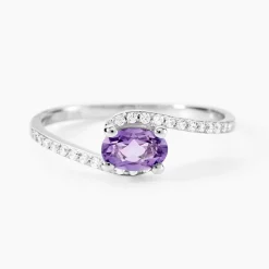 Bague Loriane Or Blanc Amethyste Et Oxyde De Zirconium