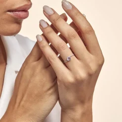 Bague Loriane Or Blanc Amethyste Et Oxyde De Zirconium