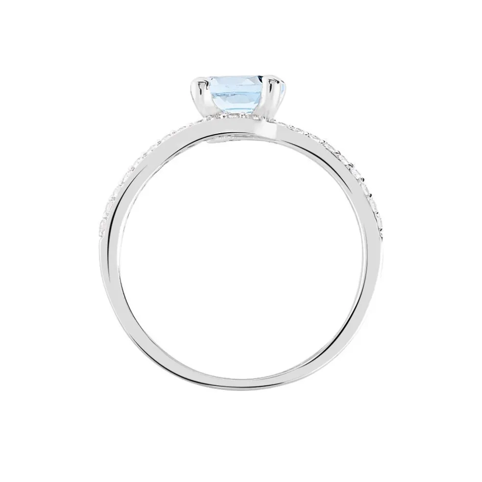 Bague Loriane Or Blanc Topaze Et Oxyde De Zirconium
