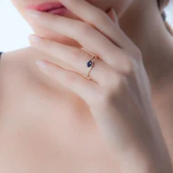 Bague Loriane Or Jaune Aigue Marine Et Oxyde De Zirconium