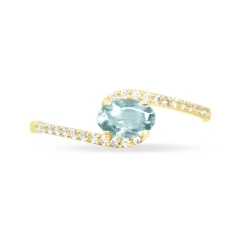 Bague Loriane Or Jaune Aigue Marine Et Diamant