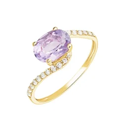 Bague Loriane Or Jaune Amethyste Et Oxyde De Zirconium