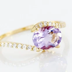 Bague Loriane Or Jaune Amethyste Et Oxyde De Zirconium