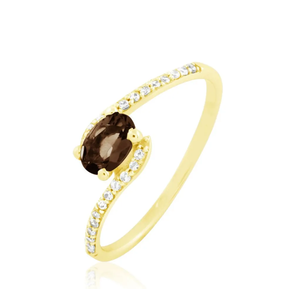 Bague Loriane Or Jaune Quartz Et Oxyde De Zirconium