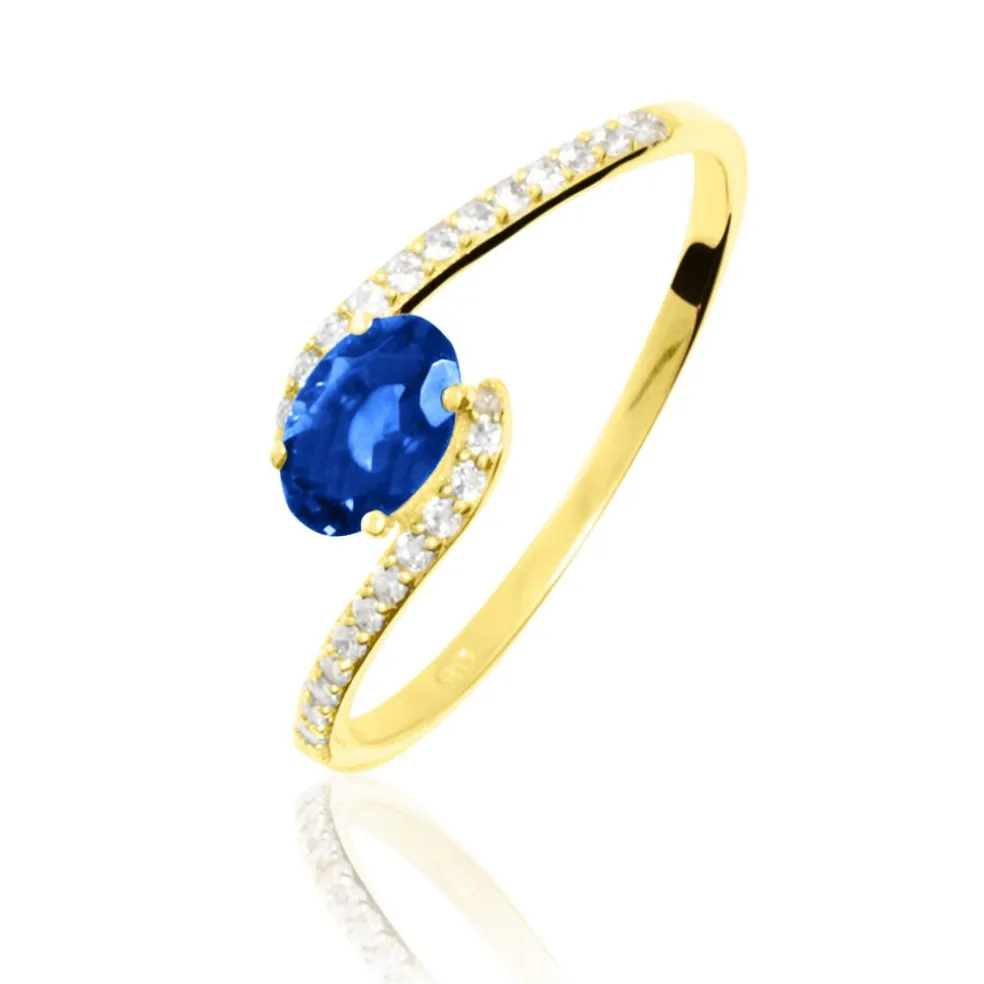 Bague Loriane Or Jaune Saphir Et Diamant