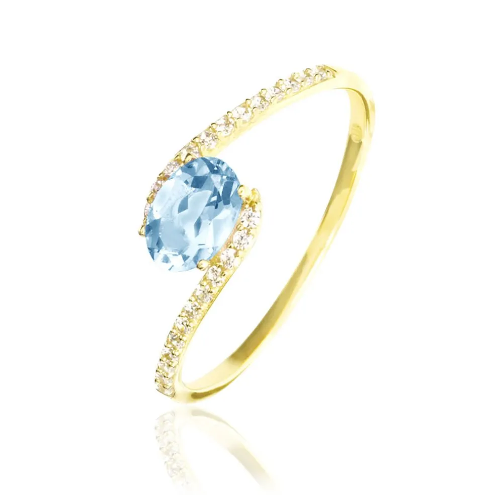 Bague Loriane Or Jaune Topaze Et Oxyde De Zirconium
