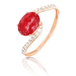 Bague Loriane Or Rose Rubis Et Diamant