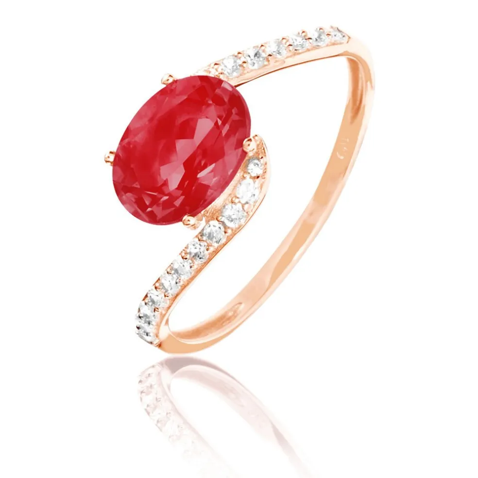 Bague Loriane Or Rose Rubis Et Diamant