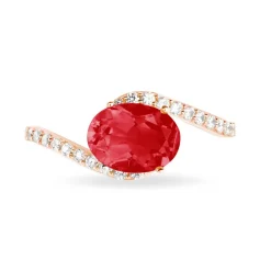 Bague Loriane Or Rose Rubis Et Diamant