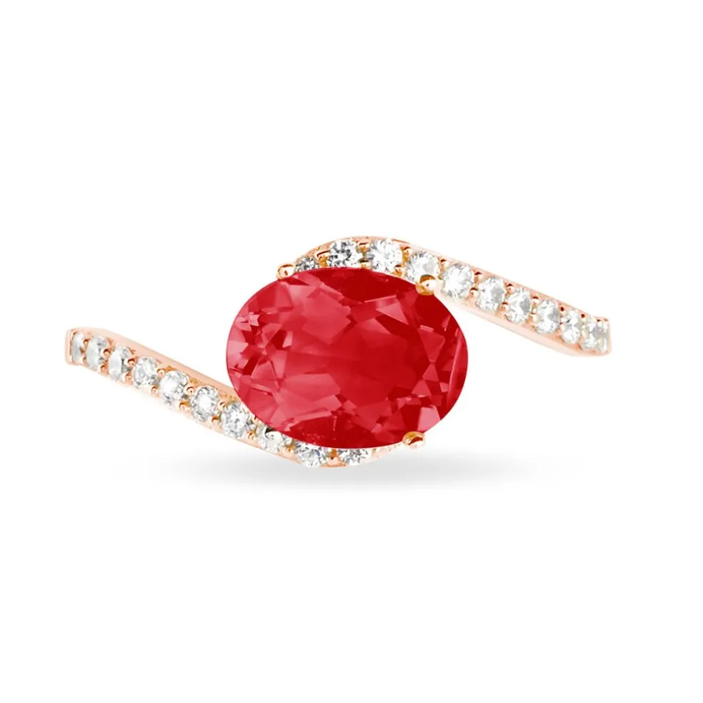 Bague Loriane Or Rose Rubis Et Diamant