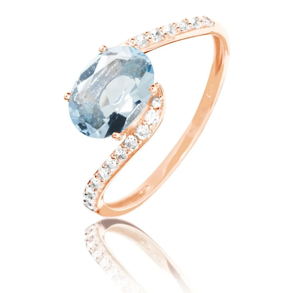 Bague Loriane Or Rose Topaze Et Oxyde De Zirconium