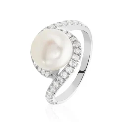 Bague Loris Argent Blanc Perle De Culture Et Oxyde De Zirconium