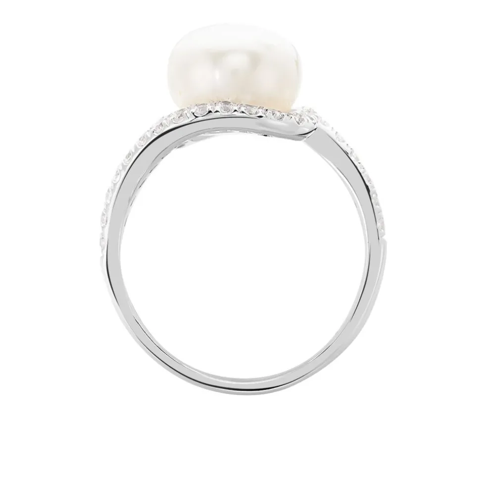 Bague Loris Argent Blanc Perle De Culture Et Oxyde De Zirconium