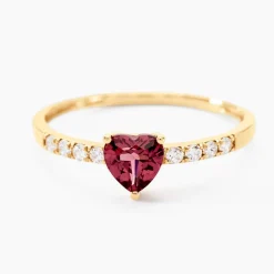 Bague Love Ring Or Jaune Rhodolite Oxyde De Zirconium