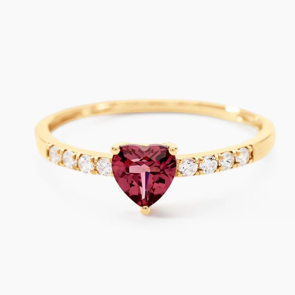 Bague Love Ring Or Jaune Rhodolite Oxyde De Zirconium