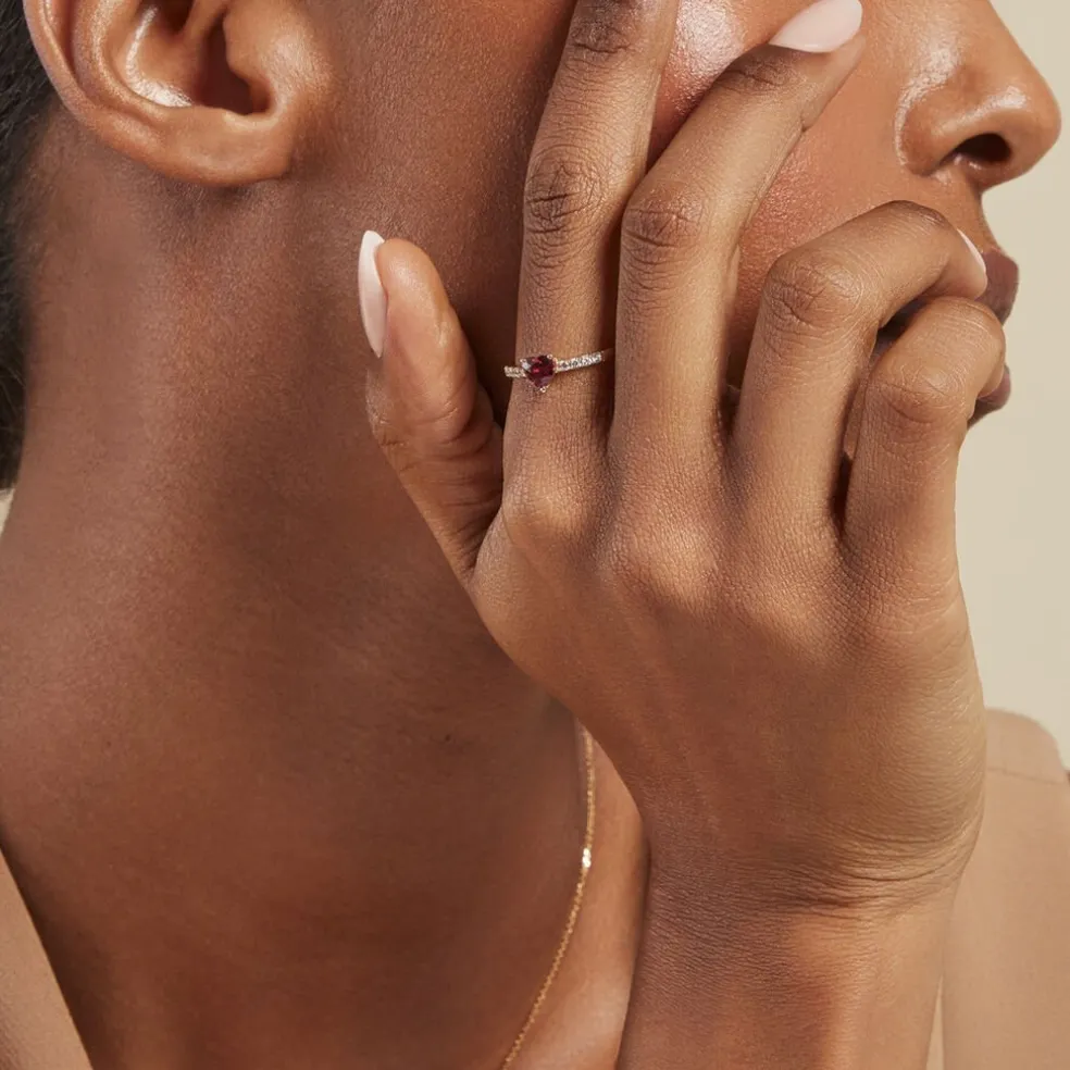 Bague Love Ring Or Jaune Rhodolite Oxyde De Zirconium