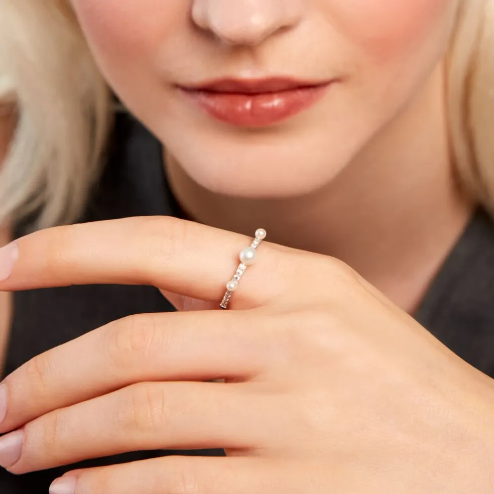 Bague Lua Argent Blanc Perle De Culture Oxyde De Zirconium