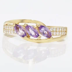 Bague Lukretia Or Jaune Amethyste Et Oxyde De Zirconium