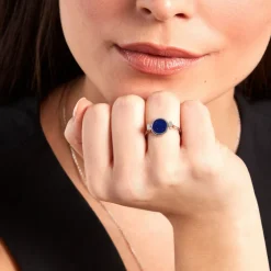 Bague Lunatique Argent Blanc Lapis Lazuli Nacre