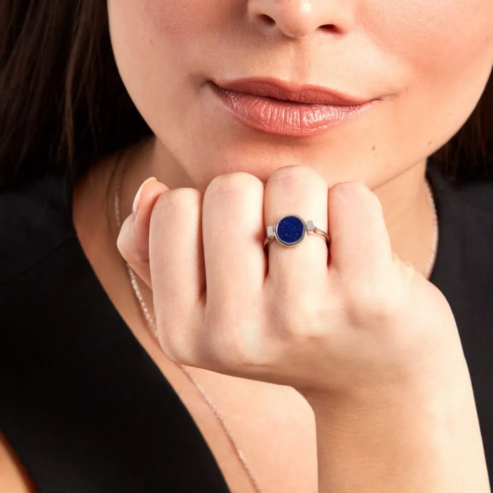 Bague Lunatique Argent Blanc Lapis Lazuli Nacre