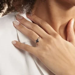 Bague Lupe Or Blanc Saphir Et Diamant