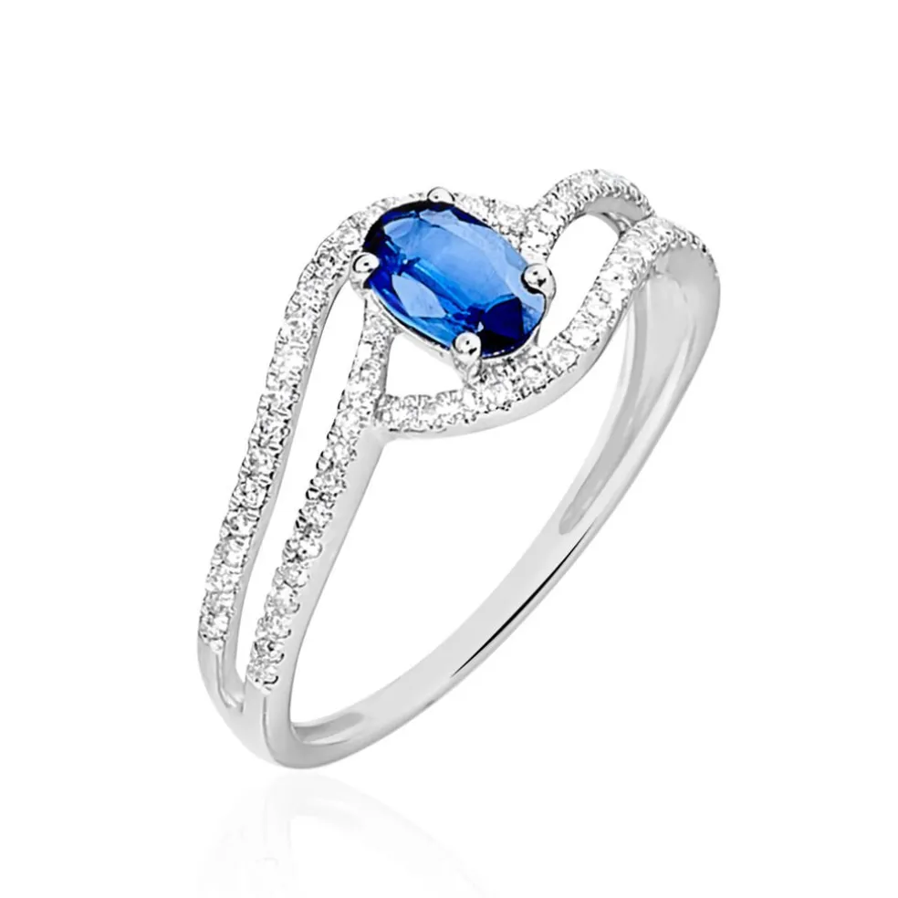 Bague Lyna Or Blanc Saphir Et Diamant