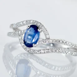 Bague Lyna Or Blanc Saphir Et Diamant