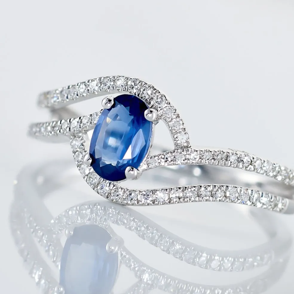 Bague Lyna Or Blanc Saphir Et Diamant