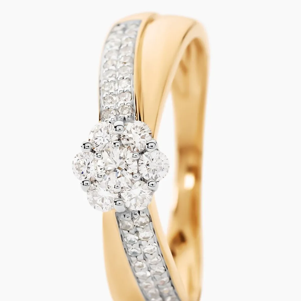 Bague Magnolia Croisee Or Jaune Diamant