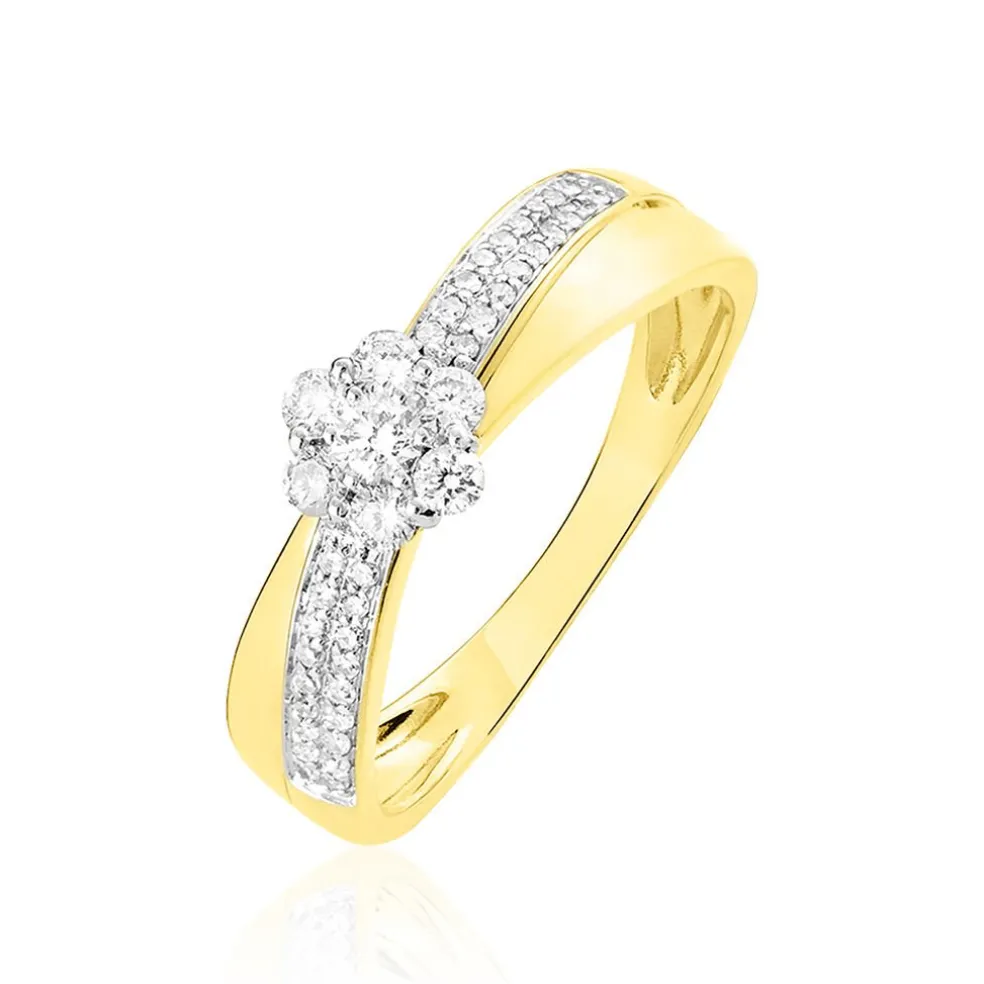 Bague Magnolia Croisee Or Jaune Diamant