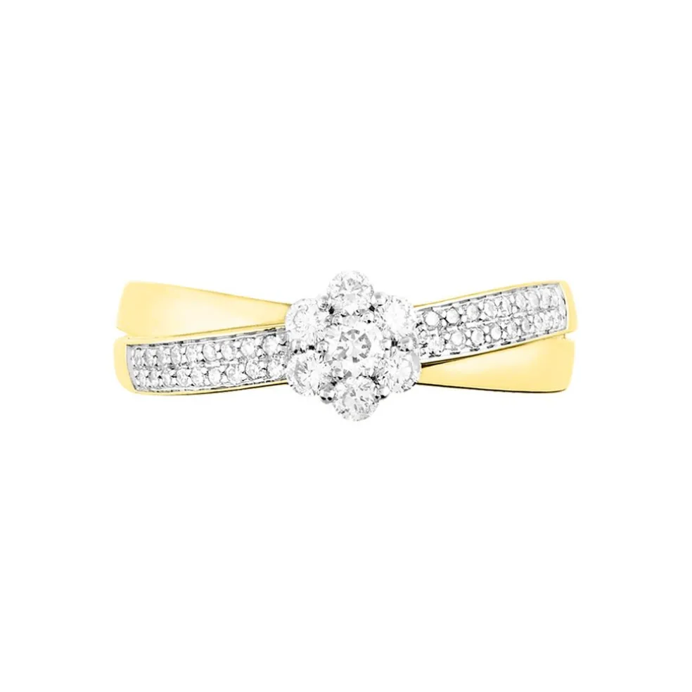 Bague Magnolia Croisee Or Jaune Diamant