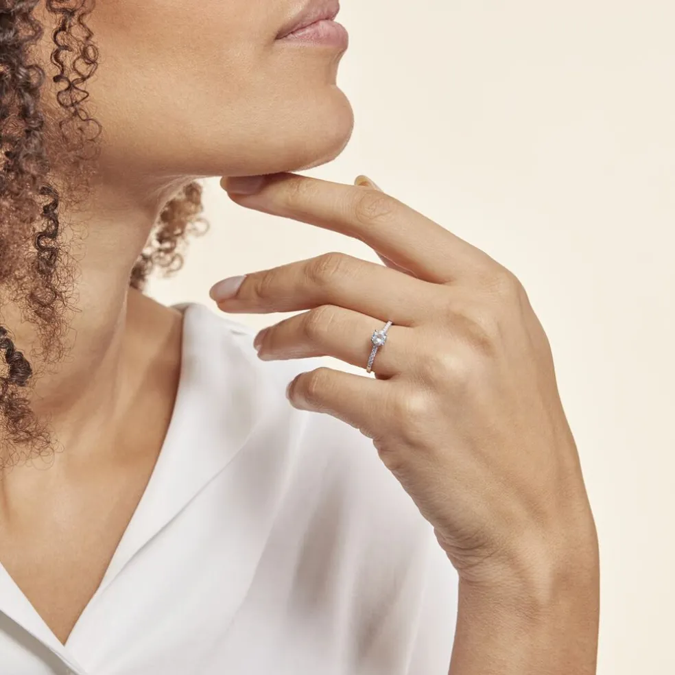 Bague Manon Or Blanc Topaze Et Oxyde De Zirconium